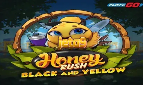 Honey Rush Black and Yellow স্লট গেমের নিয়ন-আলোকিত গ্রিড এবং শহুরে পরিবেশের একটি দৃশ্য।